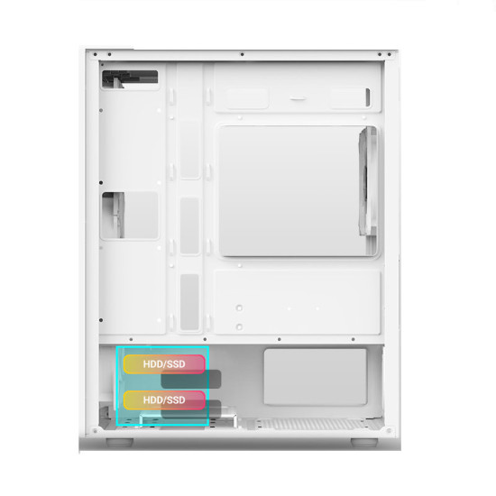 Ant Esports 205 Mini 6F Mid Tower Gaming Cabinet - White Ant Esports 205 Mini 6F Mid Tower Gaming Cabinet - White
